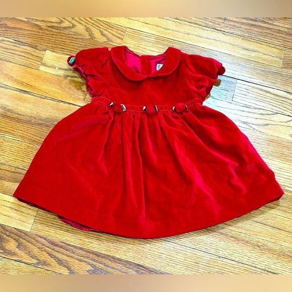 Children’s Place Red Velvet Baby Girls Short Sleeve Dress size 12 months Holiday - Picture 1 of 5